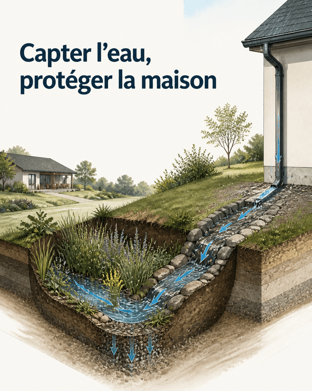 Le bon jardin de pluie commence loin des fondations